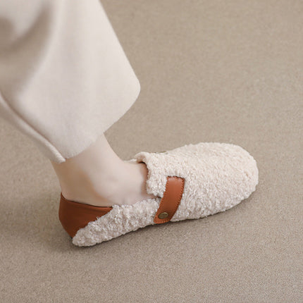 Ballerines confortables pour femmes doublées en polaire avec soutien de la voûte plantaire | Mocassins chauds style teddy