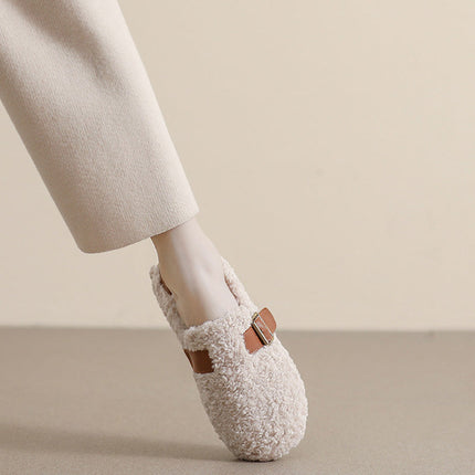 Ballerines confortables pour femmes doublées en polaire avec soutien de la voûte plantaire | Mocassins chauds style teddy