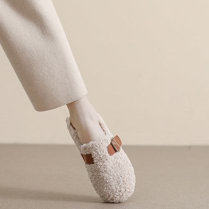 Ballerines confortables pour femmes doublées en polaire avec soutien de la voûte plantaire | Mocassins chauds style teddy