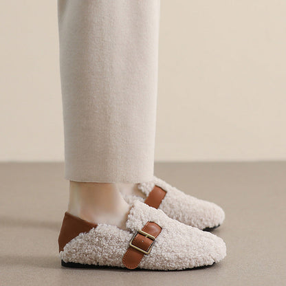 Ballerines confortables pour femmes doublées en polaire avec soutien de la voûte plantaire | Mocassins chauds style teddy
