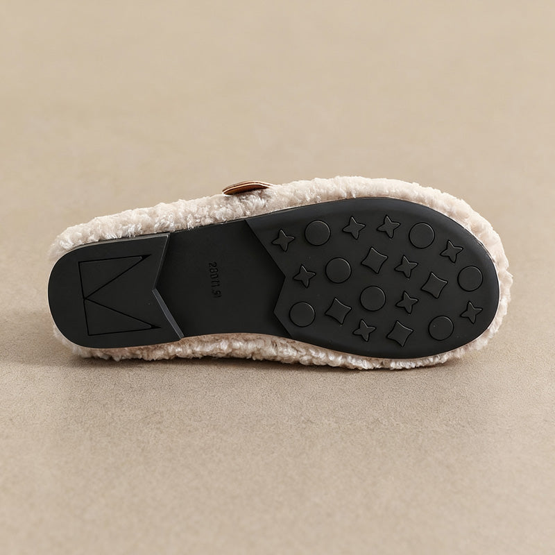 Ballerines confortables pour femmes doublées en polaire avec soutien de la voûte plantaire | Mocassins chauds style teddy