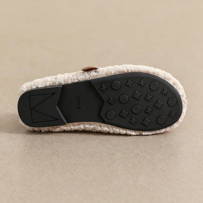 Ballerines confortables pour femmes doublées en polaire avec soutien de la voûte plantaire | Mocassins chauds style teddy