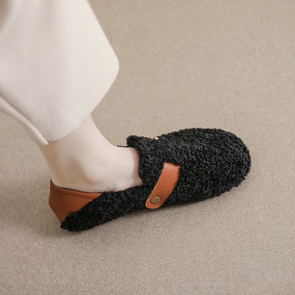 Ballerines confortables pour femmes doublées en polaire avec soutien de la voûte plantaire | Mocassins chauds style teddy