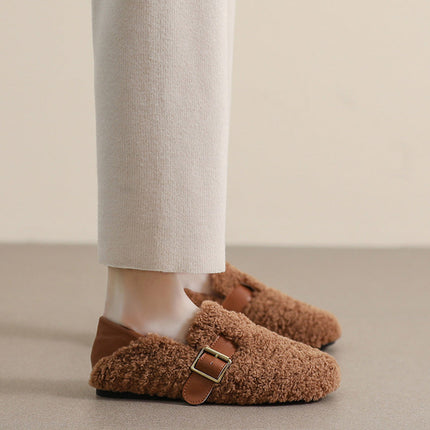 Ballerines confortables pour femmes doublées en polaire avec soutien de la voûte plantaire | Mocassins chauds style teddy
