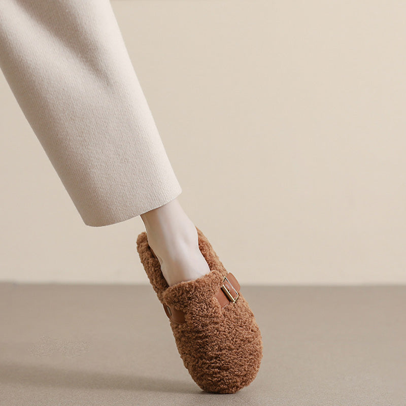 Ballerines confortables pour femmes doublées en polaire avec soutien de la voûte plantaire | Mocassins chauds style teddy