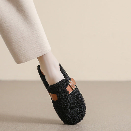 Ballerines confortables pour femmes doublées en polaire avec soutien de la voûte plantaire | Mocassins chauds style teddy
