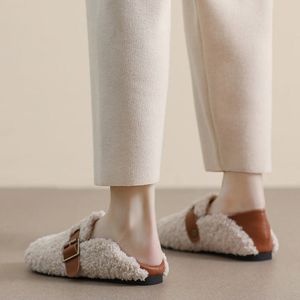 Ballerines confortables pour femmes doublées en polaire avec soutien de la voûte plantaire | Mocassins chauds style teddy