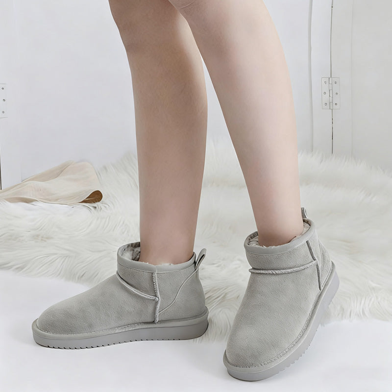 Bottes d’hiver ultra courtes pour femmes avec soutien de la voûte plantaire | Bottines en suède pour cheville