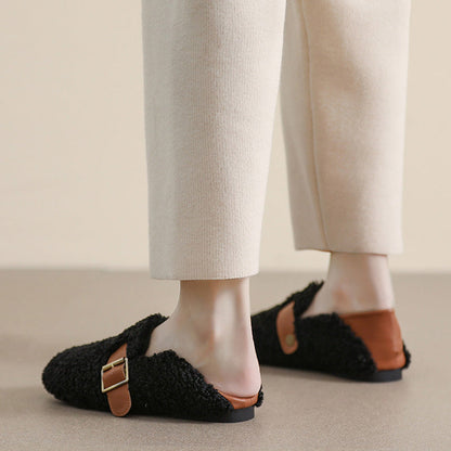 Ballerines confortables pour femmes doublées en polaire avec soutien de la voûte plantaire | Mocassins chauds style teddy