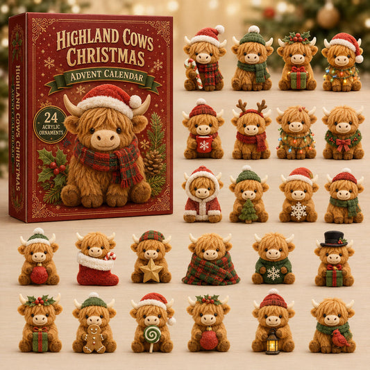 Highland Cow Christmas Advent Calendar 2026 - 24-Day Festive Countdown