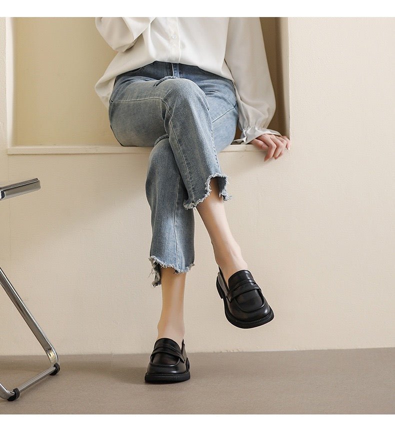 Mocassins Épais Orthopédiques pour Femme | Chaussures à Plateforme Style Britannique et Largeur Confort