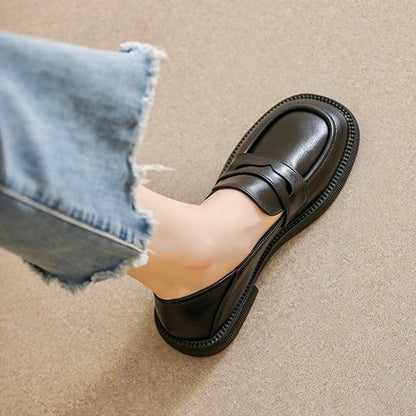 Mocassins Épais Orthopédiques pour Femme | Chaussures à Plateforme Style Britannique et Largeur Confort