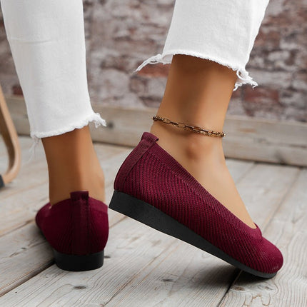 Women's Knit Loafer Flats with Arch Support | Wide Fit Comfort Shoes