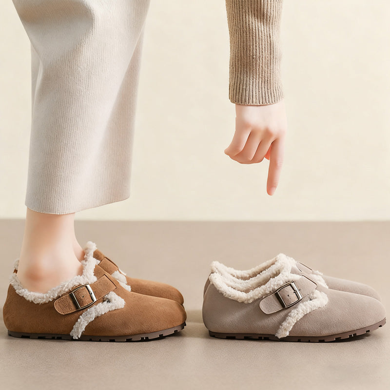 Sabots confortables pour femmes en suède avec soutien de la voûte plantaire | Chaussures doublées en fausse fourrure