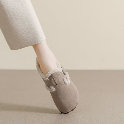 Sabots confortables pour femmes en suède avec soutien de la voûte plantaire | Chaussures doublées en fausse fourrure