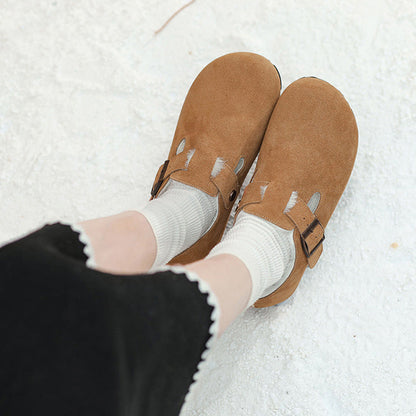 Mocassins en Suède Doublés Polaire pour Femmes avec Soutien de la Voûte Plantaire | Chaussures à Boucle