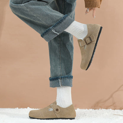 Mocassins en Suède Doublés Polaire pour Femmes avec Soutien de la Voûte Plantaire | Chaussures à Boucle