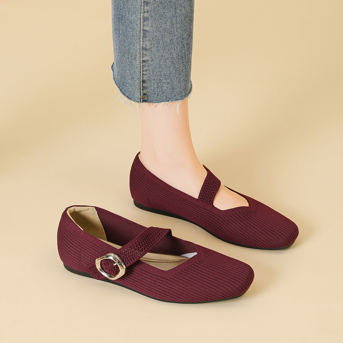 Ballerines Orthopédiques Mary Jane pour Femme | Chaussures Respirantes à Bout Carré en Maille