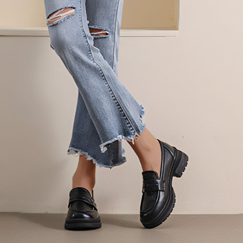 Mocassins Épais à Enfiler pour Femme – Chaussures Confort Larges pour Soulagement de la Douleur