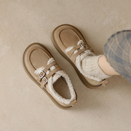Chaussures plates à plateforme pour femmes avec soutien de la voûte plantaire | Chaussures doublées en suède et fourrure