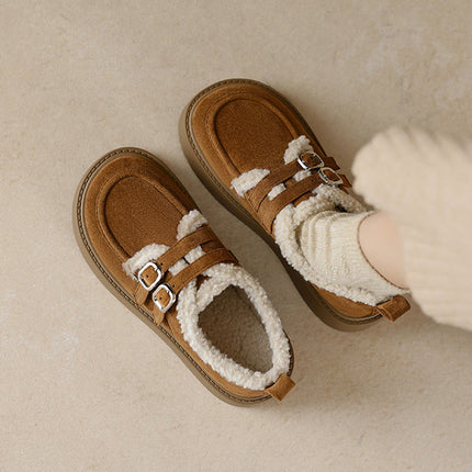 Chaussures plates à plateforme pour femmes avec soutien de la voûte plantaire | Chaussures doublées en suède et fourrure