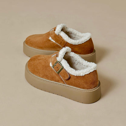 Femmes Mary Jane à Semelle Compensée avec Soutien de la Voûte Plantaire | Chaussures en Suède Doublées en Fourrure