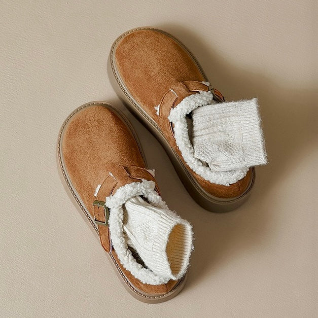 Femmes Mary Jane à Semelle Compensée avec Soutien de la Voûte Plantaire | Chaussures en Suède Doublées en Fourrure