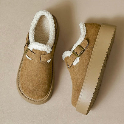 Femmes Mary Jane à Semelle Compensée avec Soutien de la Voûte Plantaire | Chaussures en Suède Doublées en Fourrure