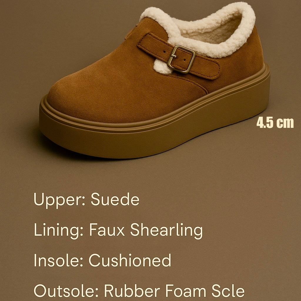 Femmes Mary Jane à Semelle Compensée avec Soutien de la Voûte Plantaire | Chaussures en Suède Doublées en Fourrure