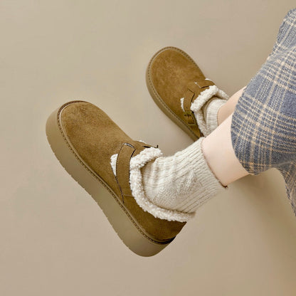 Femmes Mary Jane à Semelle Compensée avec Soutien de la Voûte Plantaire | Chaussures en Suède Doublées en Fourrure
