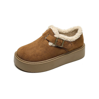 Femmes Mary Jane à Semelle Compensée avec Soutien de la Voûte Plantaire | Chaussures en Suède Doublées en Fourrure