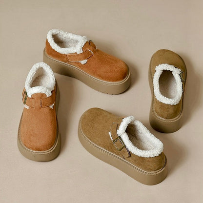 Femmes Mary Jane à Semelle Compensée avec Soutien de la Voûte Plantaire | Chaussures en Suède Doublées en Fourrure