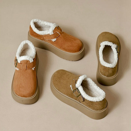 Femmes Mary Jane à Semelle Compensée avec Soutien de la Voûte Plantaire | Chaussures en Suède Doublées en Fourrure