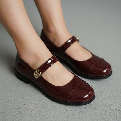 Flats Mary Jane à bout large pour femmes avec soutien de la voûte plantaire