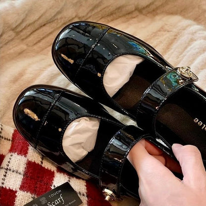 Flats Mary Jane à bout large pour femmes avec soutien de la voûte plantaire