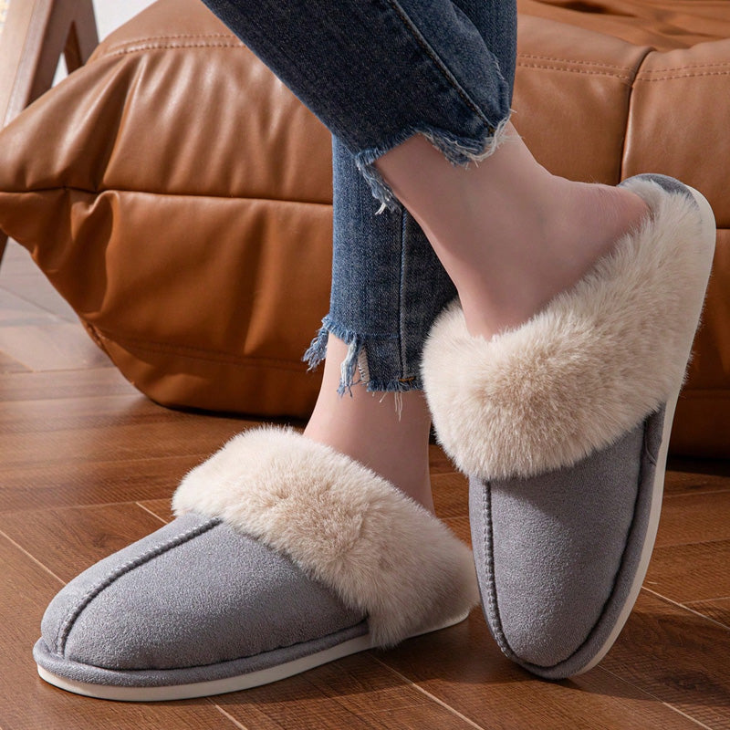 Chaussons Confortables et Chauds pour Femme – Fausse Fourrure, Antidérapants, Soin des Pieds