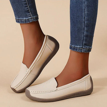 Women's Supportive Leather Loafers | Comfortable Wide Fit Slip-On Shoes