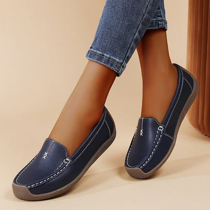 Women's Supportive Leather Loafers | Comfortable Wide Fit Slip-On Shoes
