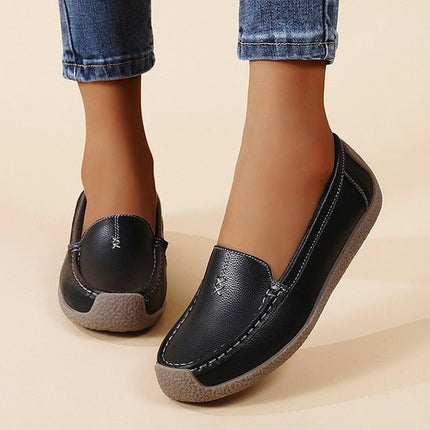 Women's Supportive Leather Loafers | Comfortable Wide Fit Slip-On Shoes