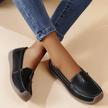Women's Supportive Leather Loafers | Comfortable Wide Fit Slip-On Shoes
