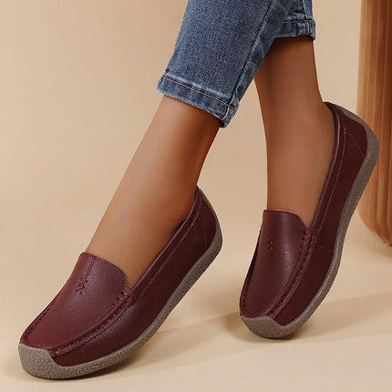 Women's Supportive Leather Loafers | Comfortable Wide Fit Slip-On Shoes