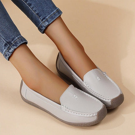 Women's Supportive Leather Loafers | Comfortable Wide Fit Slip-On Shoes