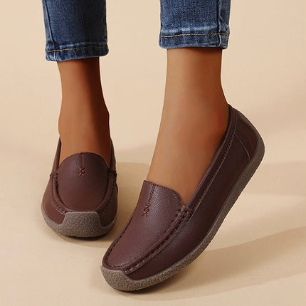 Women's Supportive Leather Loafers | Comfortable Wide Fit Slip-On Shoes