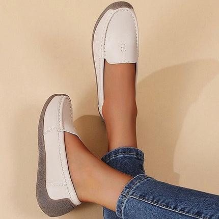Women's Supportive Leather Loafers | Comfortable Wide Fit Slip-On Shoes