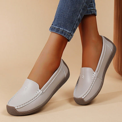 Women's Supportive Leather Loafers | Comfortable Wide Fit Slip-On Shoes
