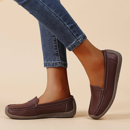 Women's Supportive Leather Loafers | Comfortable Wide Fit Slip-On Shoes