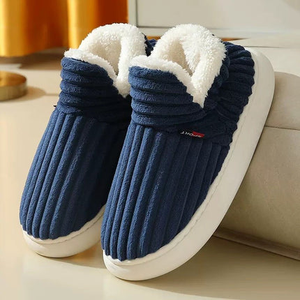 Couples Corduroy Slipper Boots | Warm Fleece Lined with Arch Support