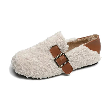 Ballerines confortables pour femmes doublées en polaire avec soutien de la voûte plantaire | Mocassins chauds style teddy