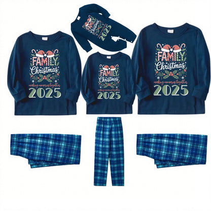 MEMORIES TOGETHER - Pyjamas de Noël familiaux à carreaux bleus