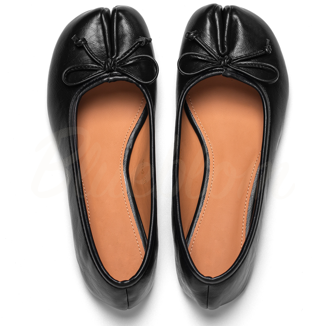 Chaussures Tabi noires avec nœud